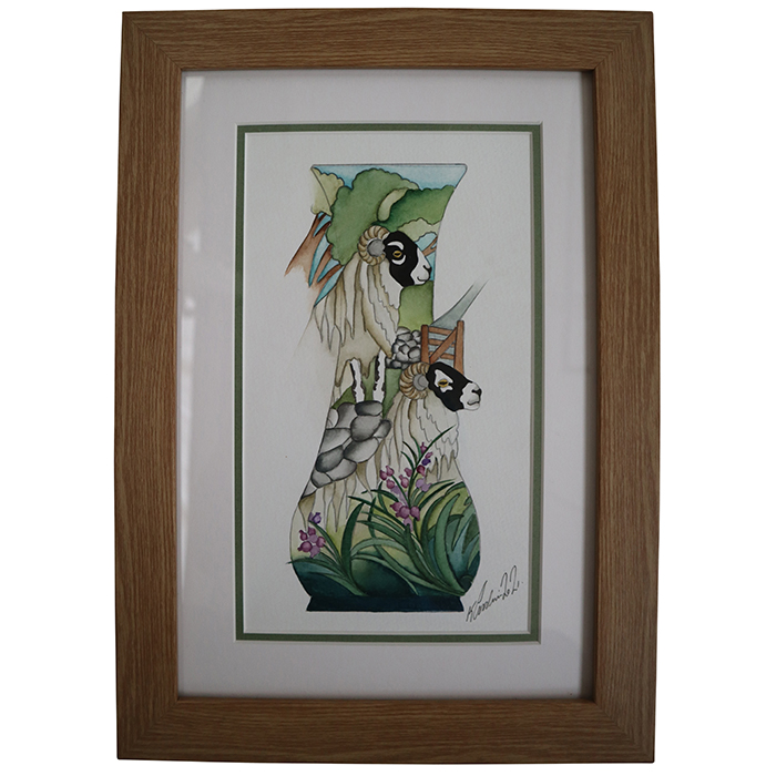 Swaledale Sheep - Vase + Watercolour